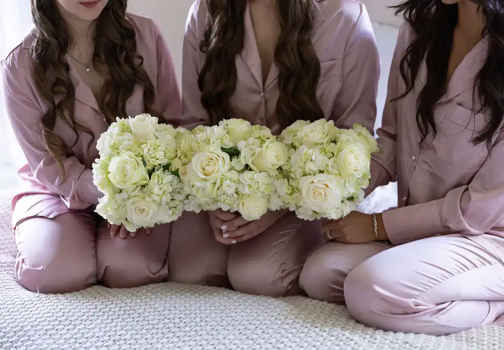 The Soft Romance Bouquet featuring roses and hydrangeas